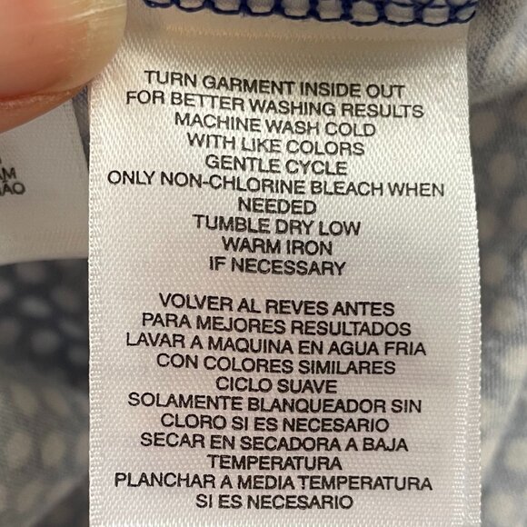 Jones New York Signature Boat Nk 3/4 Slv Polka Dot Cotton Blend Top Blue Wht S - Picture 9 of 12